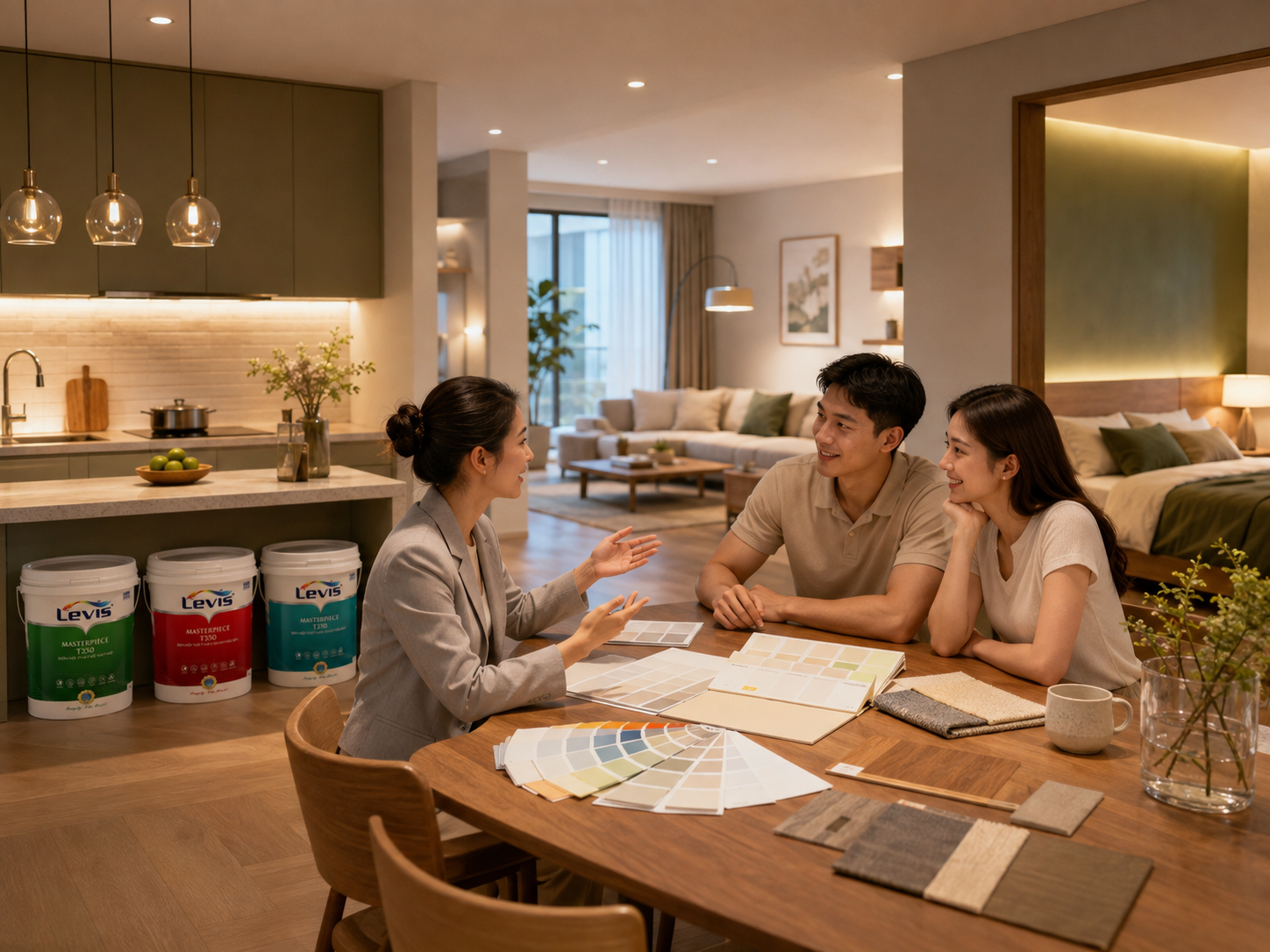 Phối màu đồng bộ cho nhiều không gian trong nhà