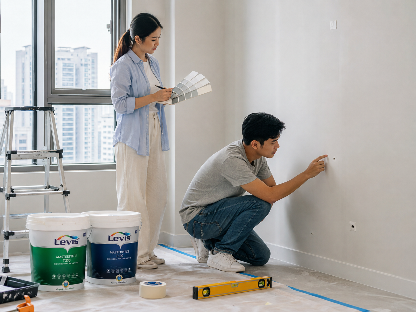 Sơn nội thất cho căn hộ mới bàn giao: cần kiểm tra gì trước khi sơn?