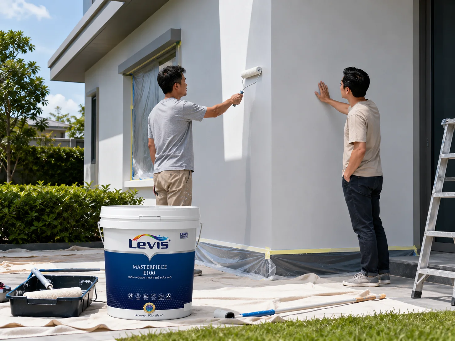 Kiểm soát nối mảng khi sơn tường ngoài trời