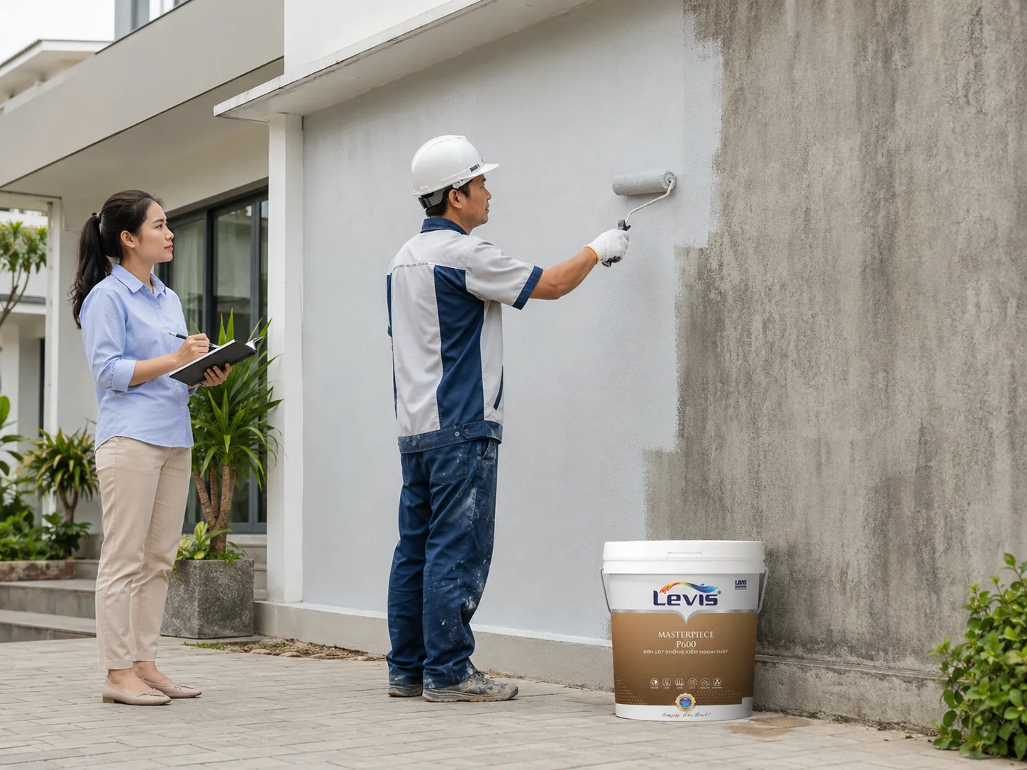 Thi công lớp lót cho tường ngoại thất