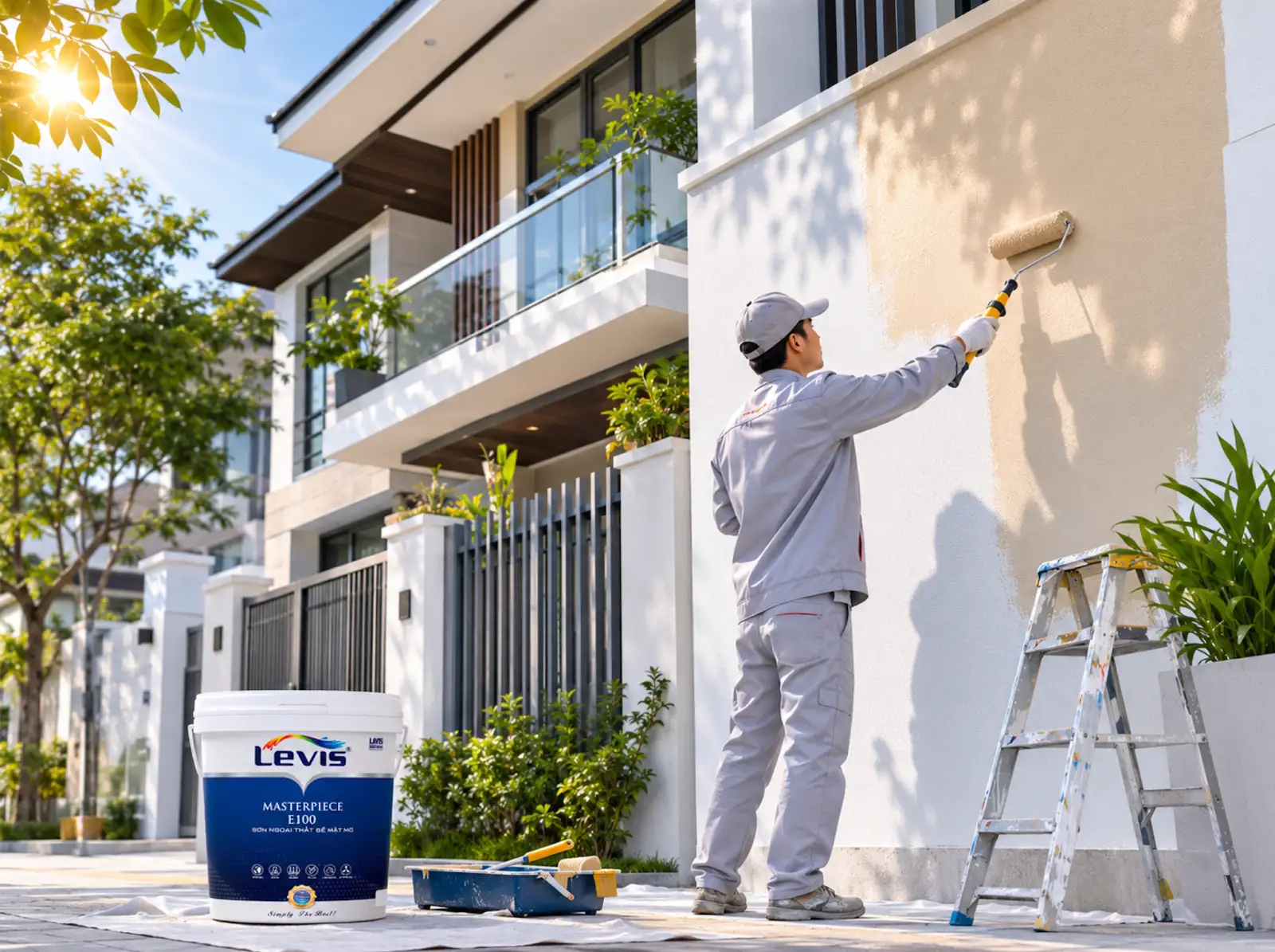 Thi công sơn ngoại thất cho mặt tiền