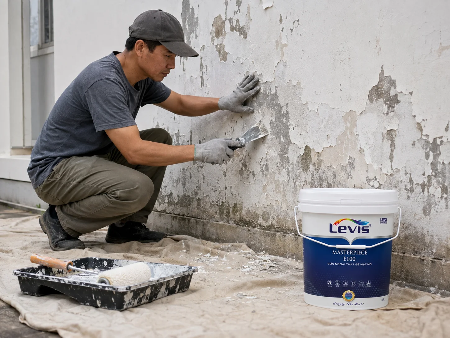 Xử lý lớp tường bong tróc trước khi sơn